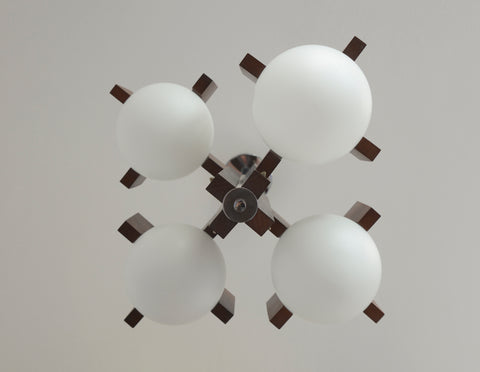 Vintage Brutalist Mid Century Wooden Chandelier / Yugoslavia 1970's