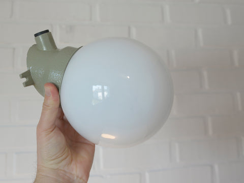 Pair Vintage Opaline Glass Sconces – Mid Century Industrial Flush Mount Lights Yugoslavia