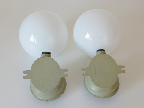 Pair Vintage Opaline Glass Sconces – Mid Century Industrial Flush Mount Lights Yugoslavia