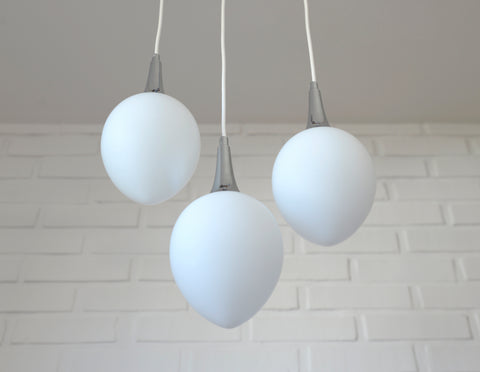 Redesign Vintage Cascade Hanging Lamps / Set of 3 / White Glass Drop Lights