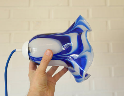 Vintage Hanging Lamp / Set of 3 Blue Mazzega Murano Glass  Pendant Lights / Redesign