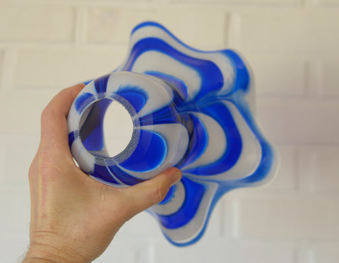 Vintage Hanging Lamp / Set of 3 Blue Mazzega Murano Glass  Pendant Lights / Redesign