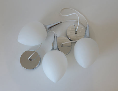 Redesign Vintage Cascade Hanging Lamps / Set of 3 / White Glass Drop Lights