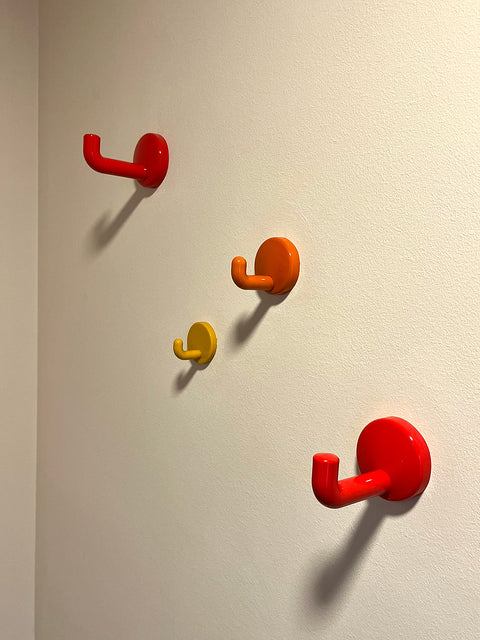 Retro Orange Plastic Coat Hook: Mid Century Modern Wall Decor