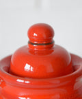 Vintage Red Ceramic Teapot Set: Mid Century KIL Yugoslavia