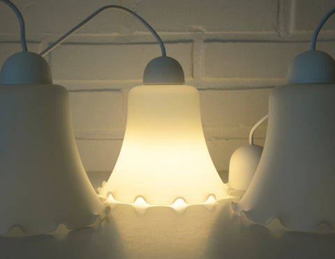 Vintage Bell Pendant Lamps: Set of 3 Cascade Tulip Ceiling Lights