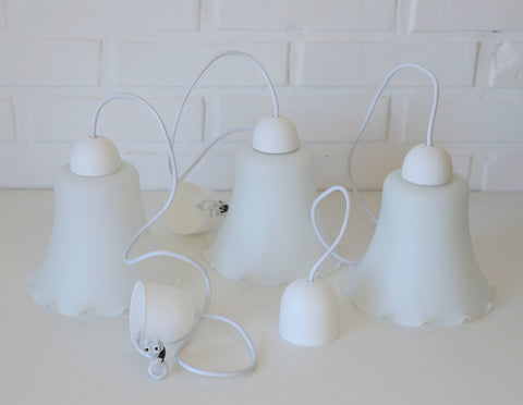 Vintage Bell Pendant Lamps: Set of 3 Cascade Tulip Ceiling Lights