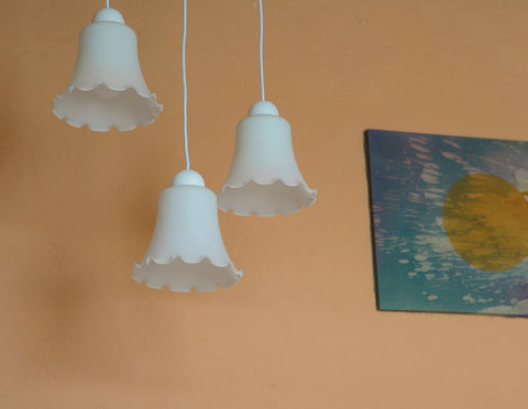 Vintage Bell Pendant Lamps: Set of 3 Cascade Tulip Ceiling Lights