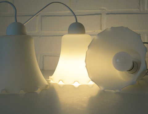 Vintage Bell Pendant Lamps: Set of 3 Cascade Tulip Ceiling Lights