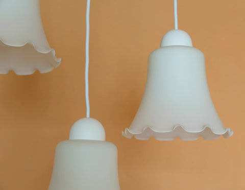 Vintage Bell Pendant Lamps: Set of 3 Cascade Tulip Ceiling Lights