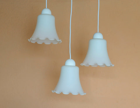Vintage Bell Pendant Lamps: Set of 3 Cascade Tulip Ceiling Lights
