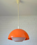 Vintage Orange Pendant Light: Mid Century Space Age Lamp