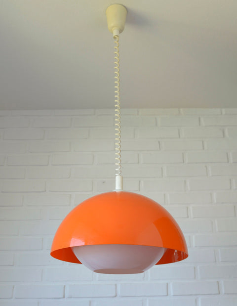 Vintage Orange Pendant Light: Mid Century Space Age Lamp