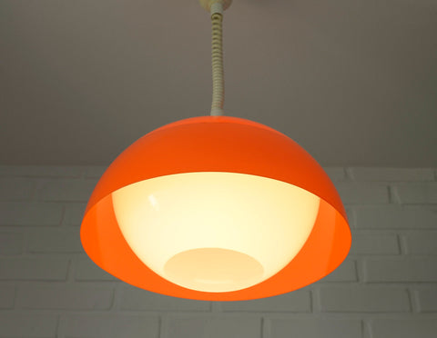 Vintage Orange Pendant Light: Mid Century Space Age Lamp