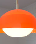Vintage Orange Pendant Light: Mid Century Space Age Lamp