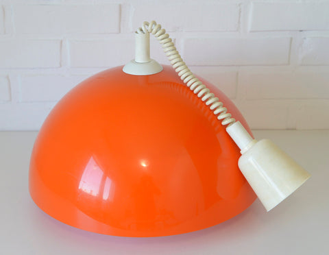 Vintage Orange Pendant Light: Mid Century Space Age Lamp
