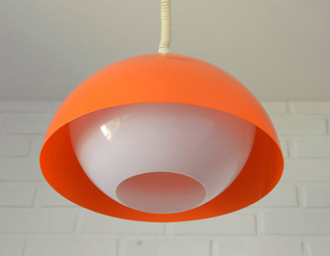 Vintage Orange Pendant Light: Mid Century Space Age Lamp