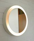 Vintage Illuminated Wall Mirror: Mid Century Modern White Round Vanity
