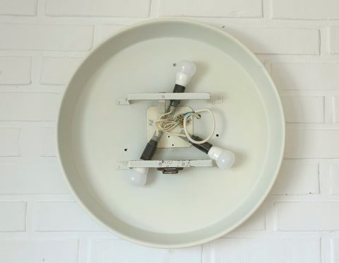 Vintage Illuminated Wall Mirror: Mid Century Modern White Round Vanity