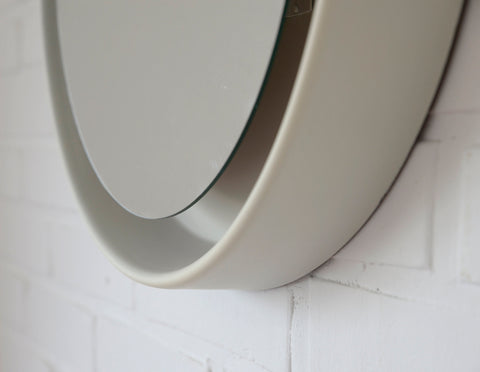 Vintage Illuminated Wall Mirror: Mid Century Modern White Round Vanity