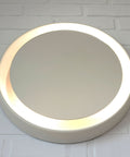 Vintage Illuminated Wall Mirror: Mid Century Modern White Round Vanity