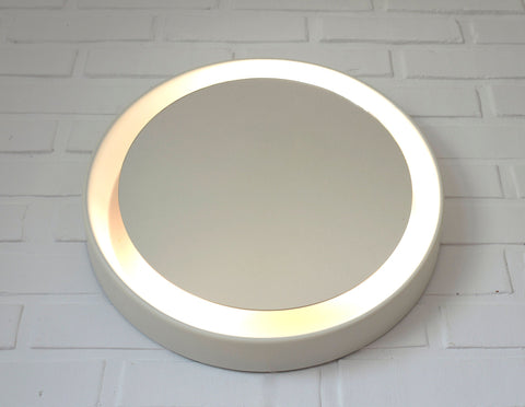 Vintage Illuminated Wall Mirror: Mid Century Modern White Round Vanity