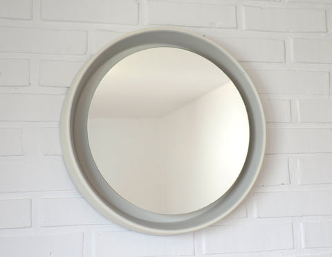 Vintage Illuminated Wall Mirror: Mid Century Modern White Round Vanity