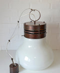 Brutalist Copper Pendant Light: XL Hand Blown Glass Chandelier, 80s Yugoslavia