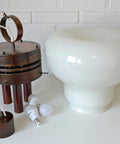 Brutalist Copper Pendant Light: XL Hand Blown Glass Chandelier, 80s Yugoslavia