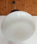 Brutalist Copper Pendant Light: XL Hand Blown Glass Chandelier, 80s Yugoslavia