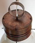 Brutalist Copper Pendant Light: XL Hand Blown Glass Chandelier, 80s Yugoslavia