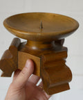 Handmade Wood Candle Holder: Large Vintage Rustic Art Deco Candlestick