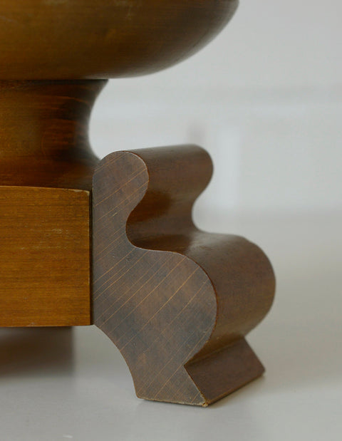 Handmade Wood Candle Holder: Large Vintage Rustic Art Deco Candlestick