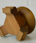 Handmade Wood Candle Holder: Large Vintage Rustic Art Deco Candlestick