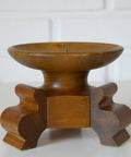 Handmade Wood Candle Holder: Large Vintage Rustic Art Deco Candlestick