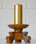 Handmade Wood Candle Holder: Large Vintage Rustic Art Deco Candlestick