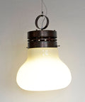 Brutalist Copper Pendant Light: XL Hand Blown Glass Chandelier, 80s Yugoslavia