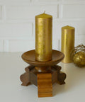 Handmade Wood Candle Holder: Large Vintage Rustic Art Deco Candlestick