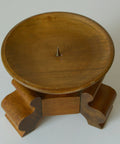 Handmade Wood Candle Holder: Large Vintage Rustic Art Deco Candlestick