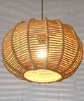 Vintage Rope Pendant Lamp: Handmade Rustic Chandelier, German 1970s