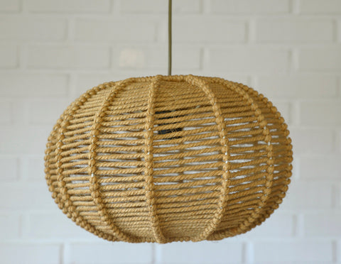 Vintage Rope Pendant Lamp: Handmade Rustic Chandelier, German 1970s