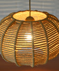Vintage Rope Pendant Lamp: Handmade Rustic Chandelier, German 1970s