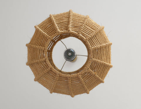 Vintage Rope Pendant Lamp: Handmade Rustic Chandelier, German 1970s