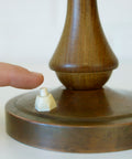 Vintage Smoked Glass Globe Lamp: Wood & Copper MCM Desk Light