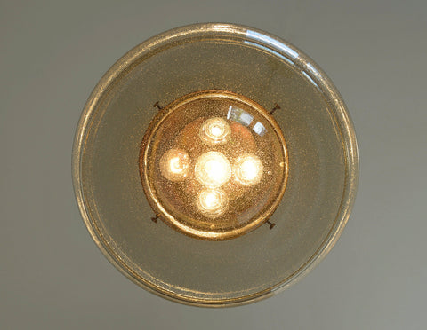 Vintage Brutalist Chandelier: Hand Blown Glass Pendant Lamp, Copper Loft Lighting