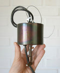 Vintage Brutalist Chandelier: Hand Blown Glass Pendant Lamp, Copper Loft Lighting