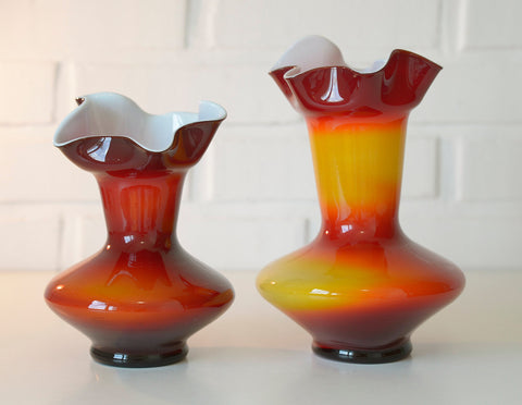 Vintage Glass Vases: Retro Mid Century Modern Decor, Yugoslavia 60s