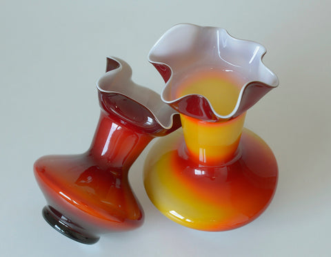 Vintage Glass Vases: Retro Mid Century Modern Decor, Yugoslavia 60s