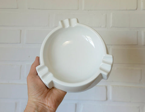 Vintage Brutalist Home Decor / White Porcelain Ashtray / Space Age Yugoslavia / Mid Century Modern