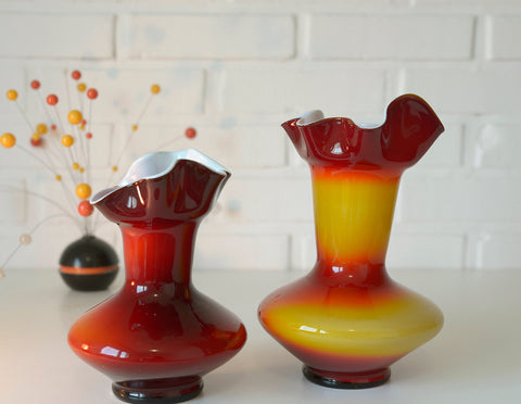 Vintage Glass Vases: Retro Mid Century Modern Decor, Yugoslavia 60s